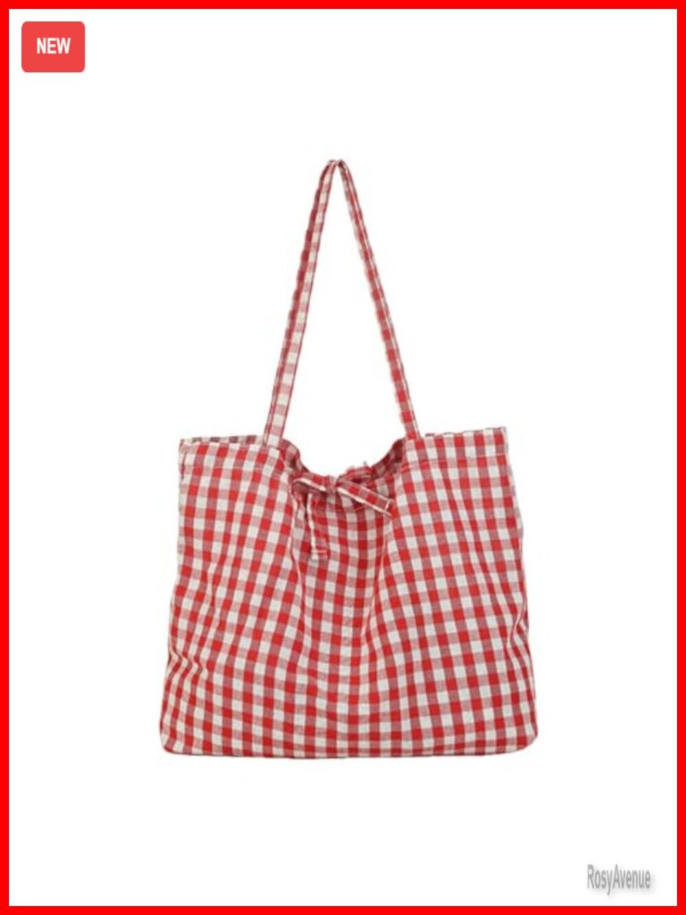 Gingham Tote Bag Canvas Lightweight Shoulder Bag Casual Cute Plaid